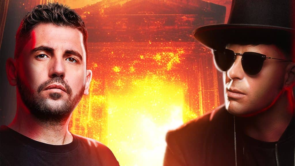 Visuel promotionnel Dimitri Vegas B2B Timmy Trumpet – Déferlantes 2025