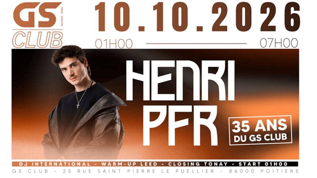 Affiche des 35 ans du GS Club à Poitiers avec Henri PFR le 10 octobre 2026