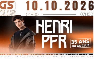 Affiche des 35 ans du GS Club à Poitiers avec Henri PFR le 10 octobre 2026